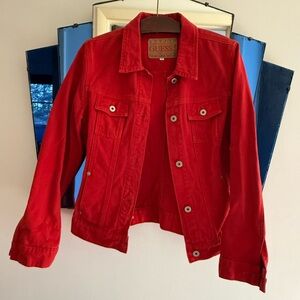 GUESS Women's Vibrant Red Jean Jacket
